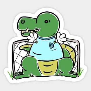 Goalkeeper Football Tyrannosaurus Dinosaur Dino Cartoon Cute Character Sticker